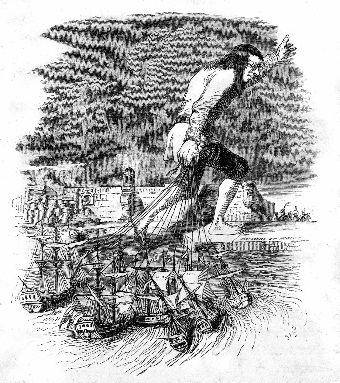 Illusztráció a Jonathan Swift által írt Gulliver utazásaihoz alkotó: Grandville (1803-47)