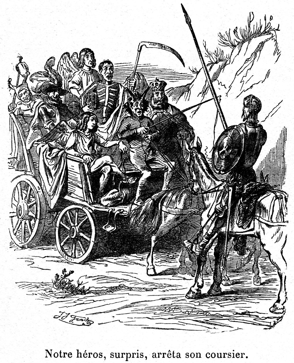A Don Quijote kalandjainak illusztrációja Cervantes tollából alkotó: Grandville (1803 47)