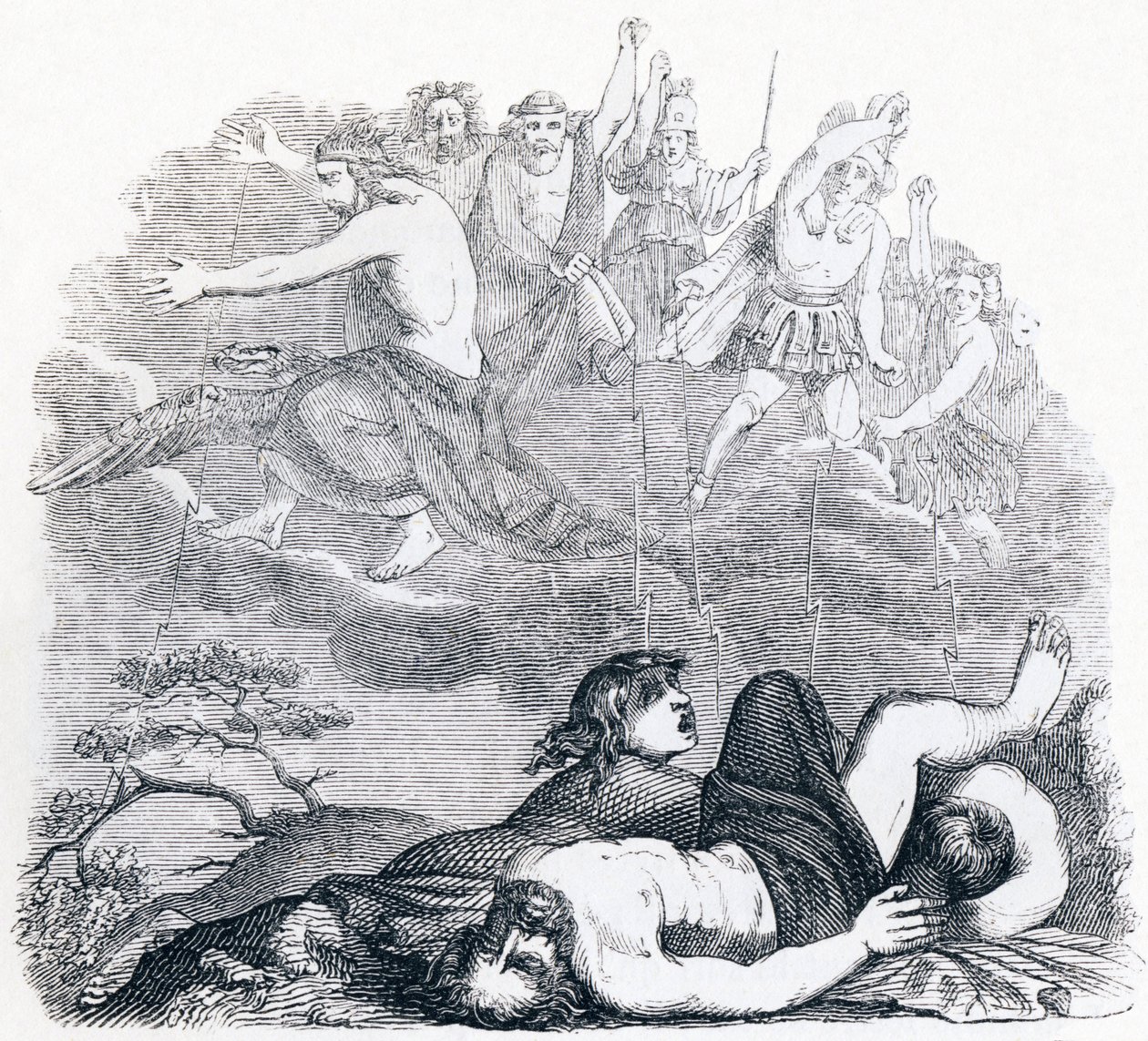Jupiter és a mennydörgők (Jupiter et les tonnerres) - La Fontaine meséi alkotó: Grandville