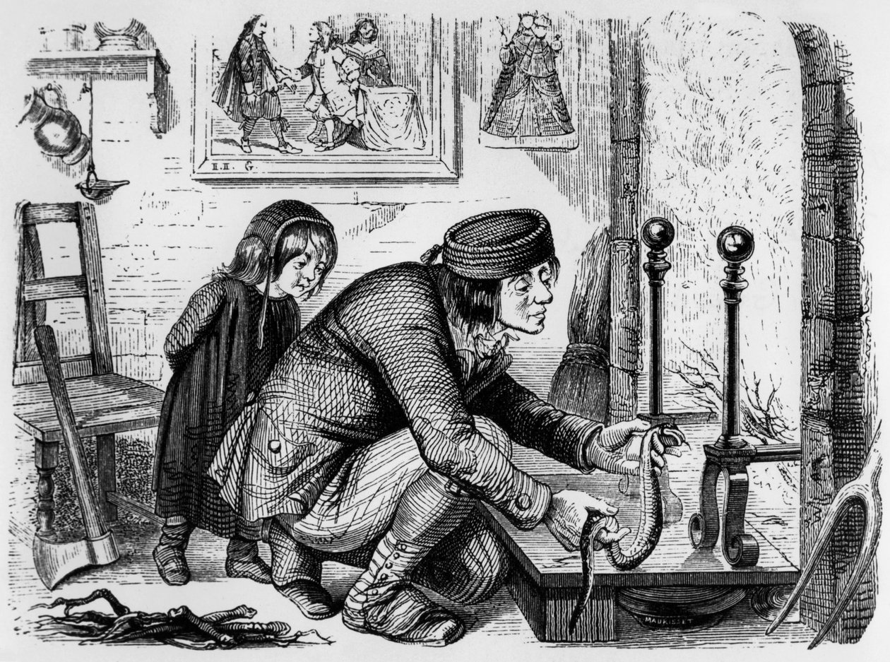 La Fontaine meséje (Jean de La Fontaine) : a gazda és a vipera, J.J. Grandville metszete, 1838-40 körül. alkotó: Grandville (1803 47)