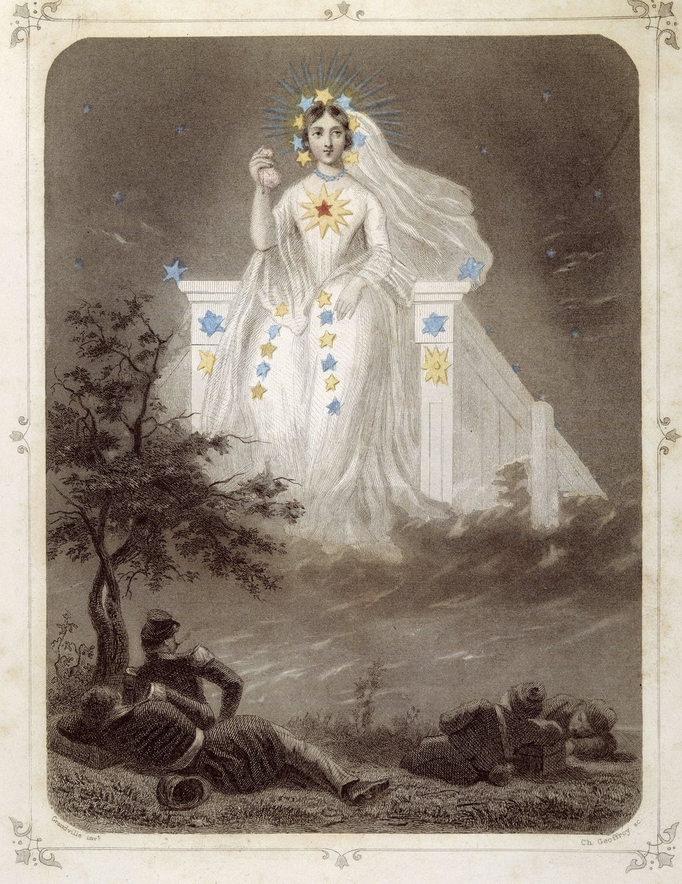 Csillagok: Nő, aki a „” La belle étoile”-t képviseli – Grandville alkotó: Grandville
