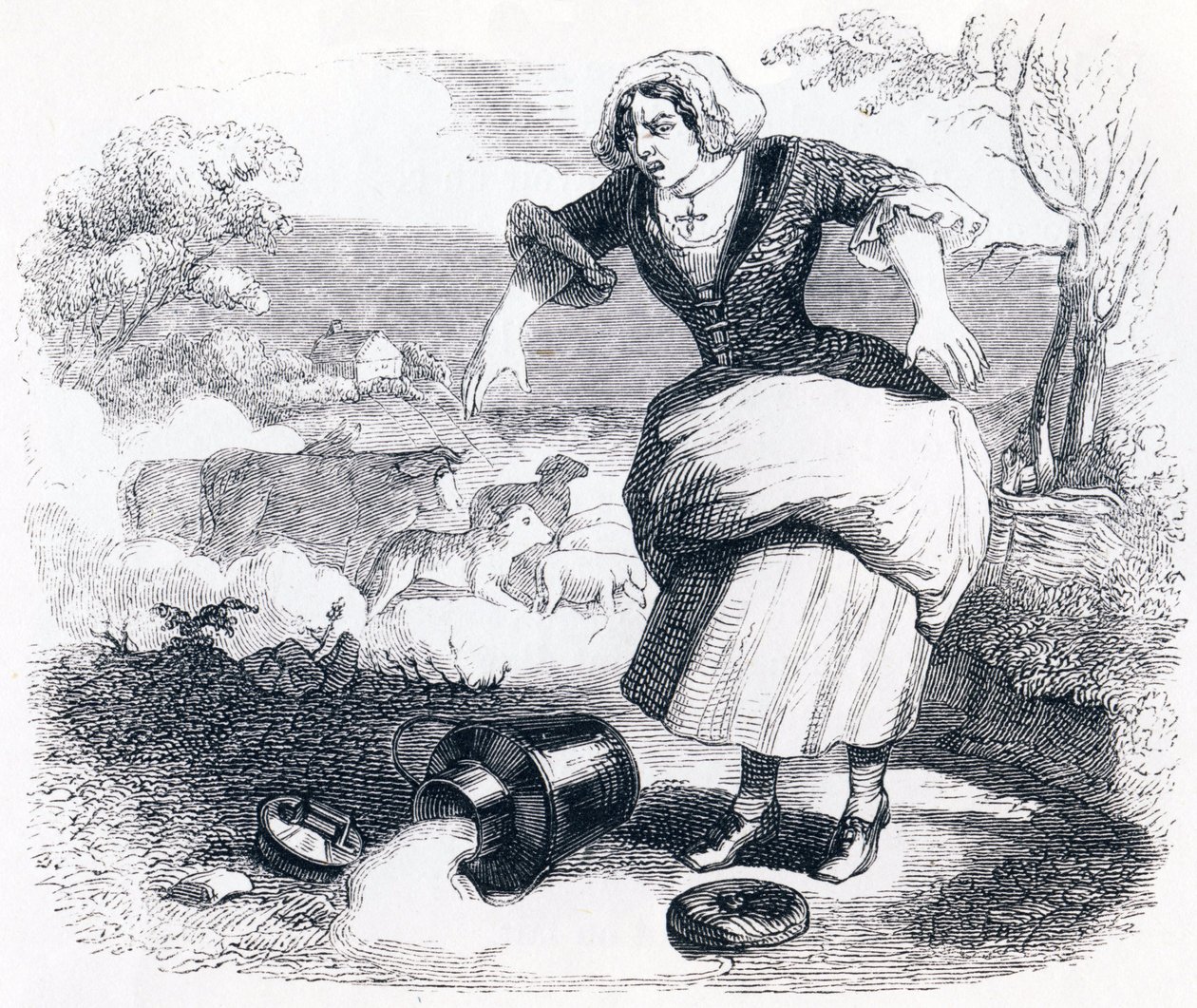 The Dairy Girl and the Milk Jar – La Fontaine meséi alkotó: Grandville