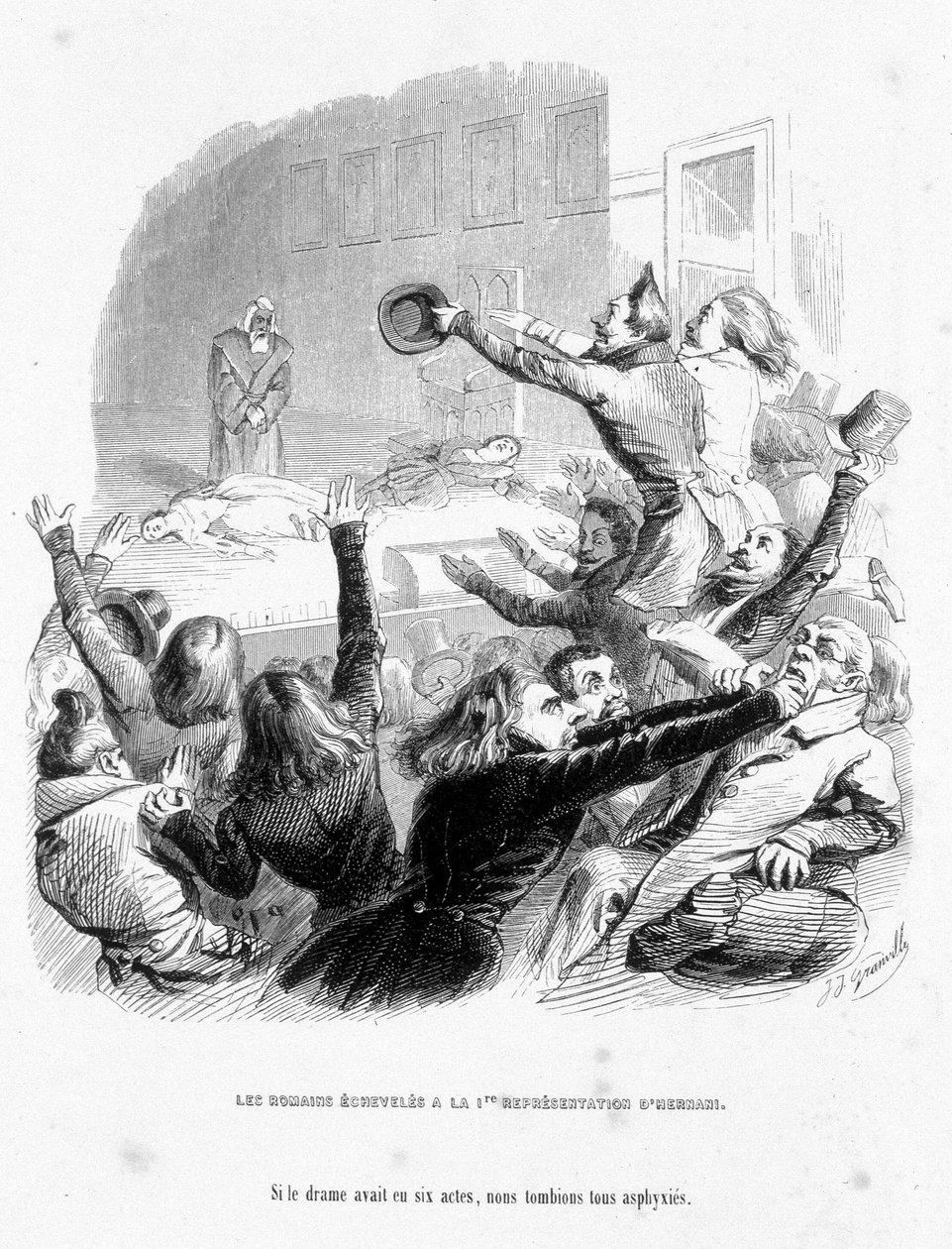 A rómaiaknál van Hernani első ábrázolása Victor Hugo (1830). Louis Reybaud által írt rajzfilm: „Jerome Paturot társadalmi pozíciót keresve”. alkotó: Grandville