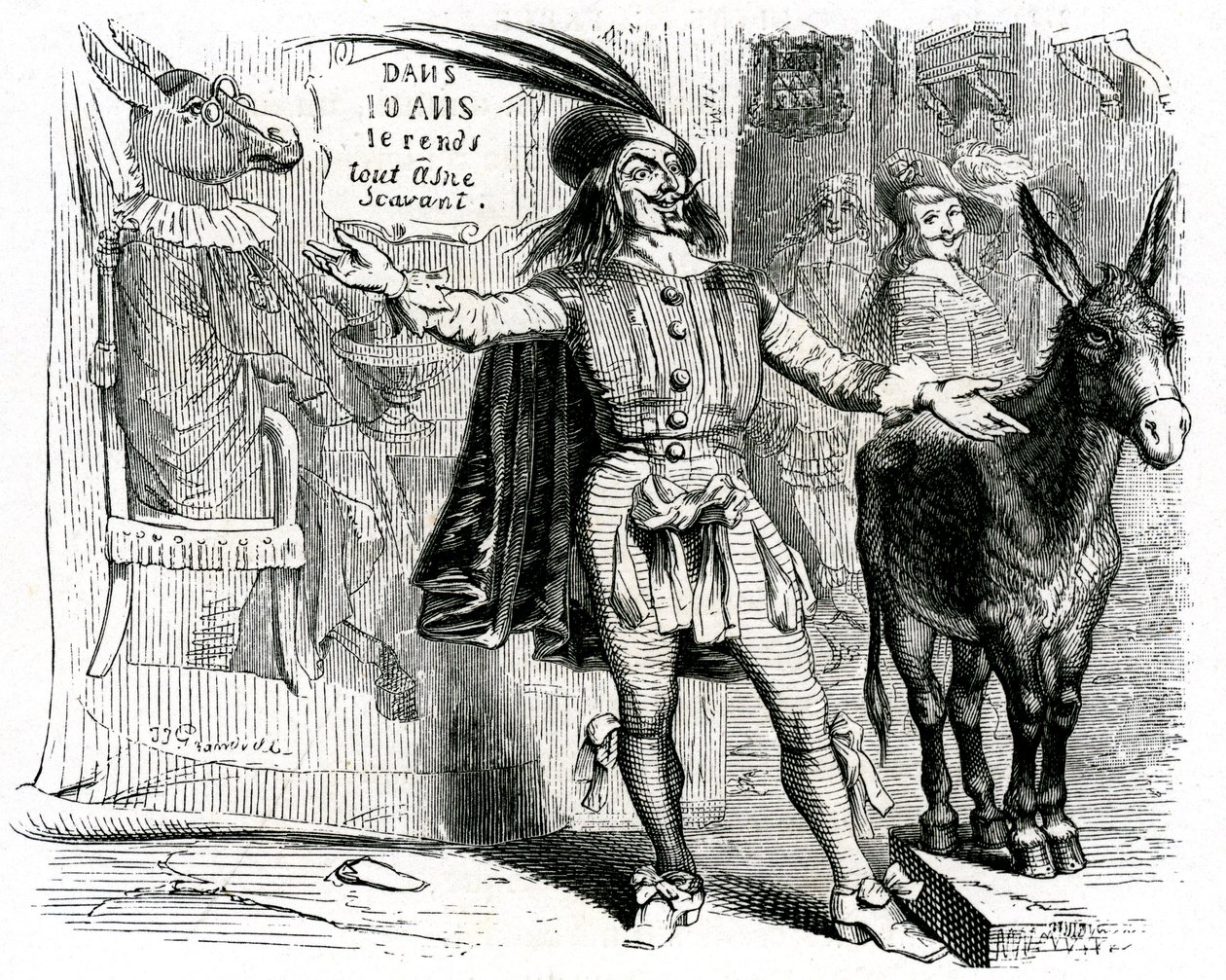 A sarlatán: Grandville által illusztrált La Fontaine-mese. Edition Garnier 1860. Ez a kapitány megnehezíti minden szamár tudóssá tételét. alkotó: Grandville (1803 47)