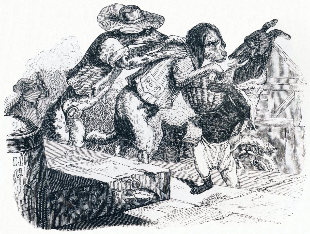 A kutya, aki gazdája száját a nyakán hordja – Fables by La Fontaine alkotó: Grandville