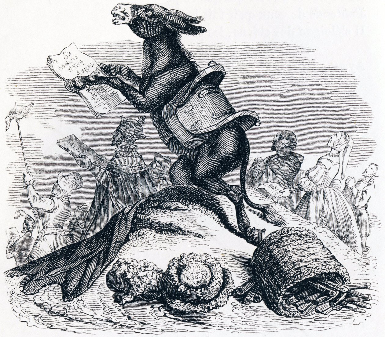 A szamár és gazdái - La Fontaine meséi alkotó: Grandville