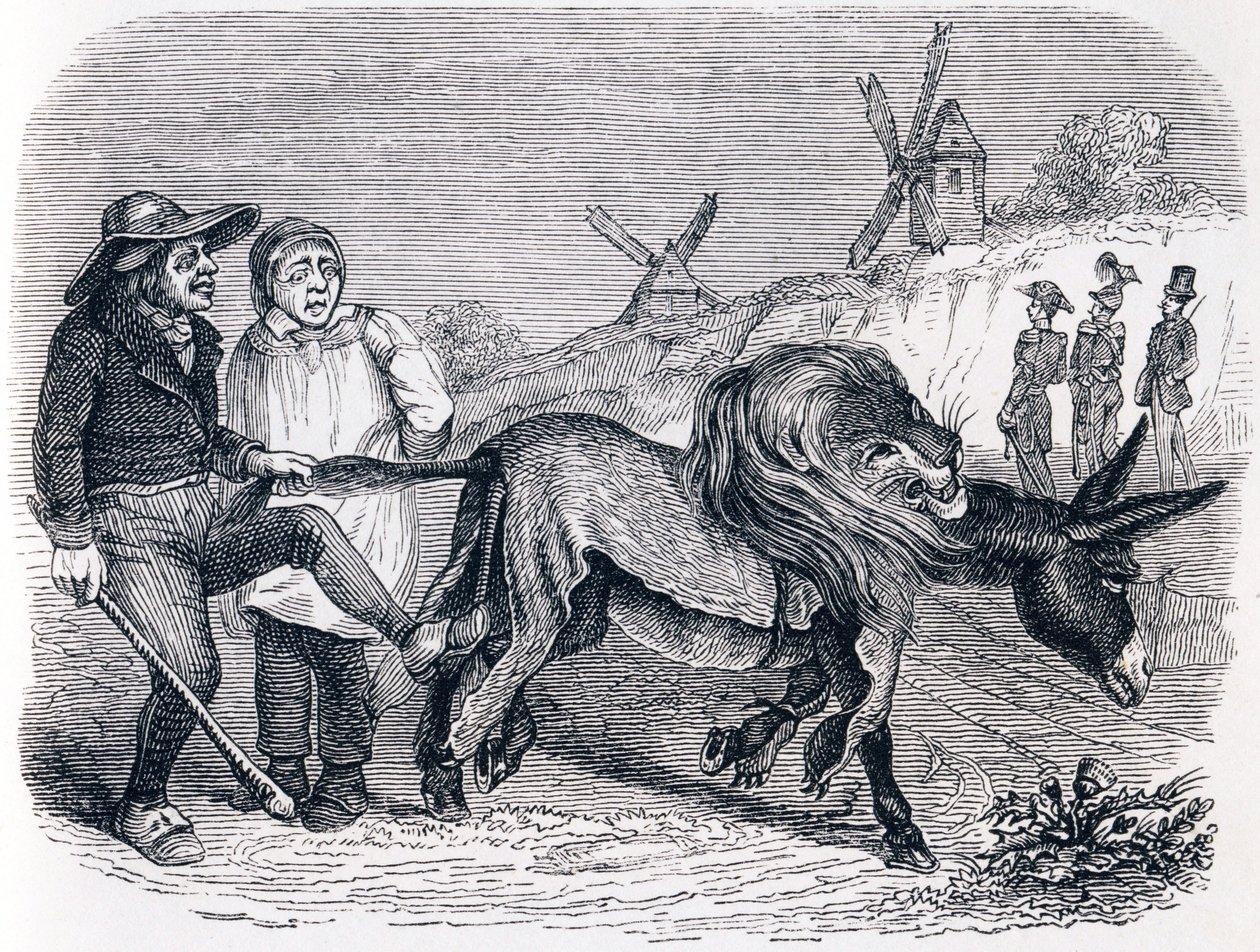 Az oroszlánbőrű szamár – La Fontaine meséi alkotó: Grandville