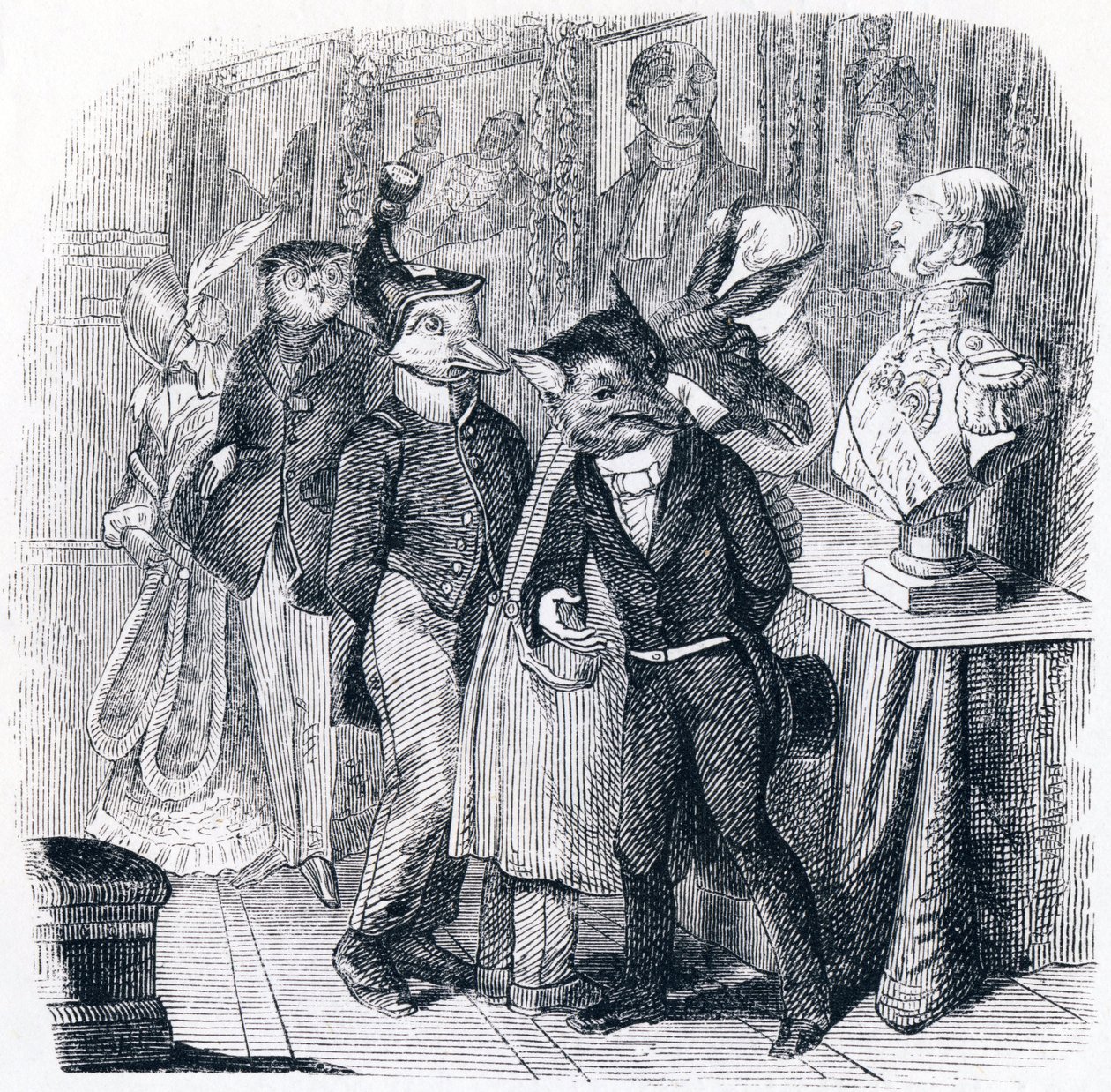 A róka és a mellszobor – La Fontaine meséi alkotó: Grandville