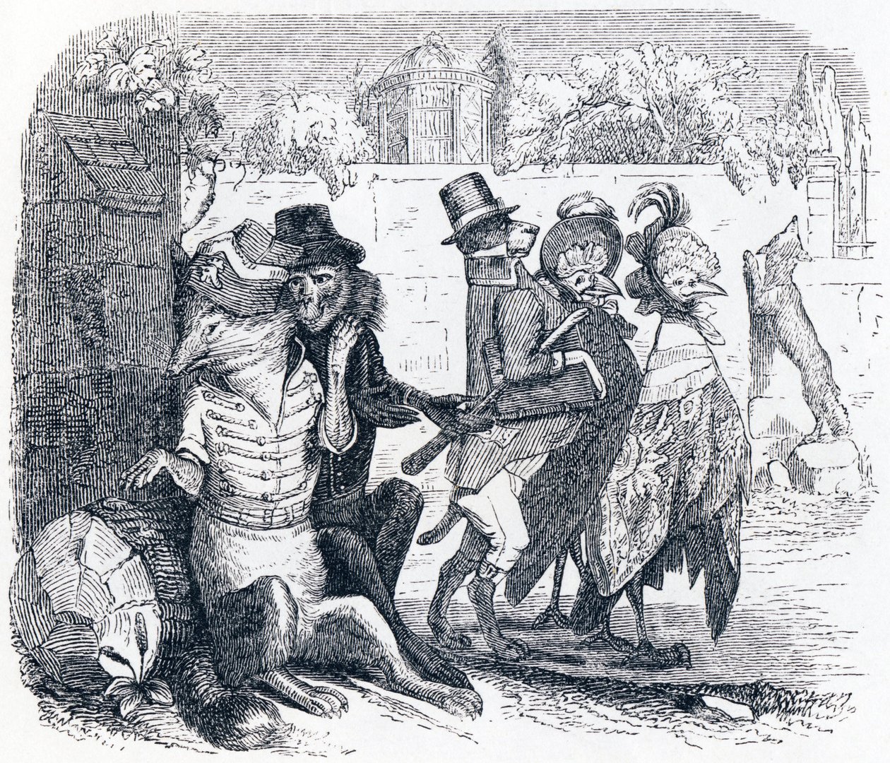 A róka és a szőlő (Le renard et les raisins) - La Fontaine meséi alkotó: Grandville