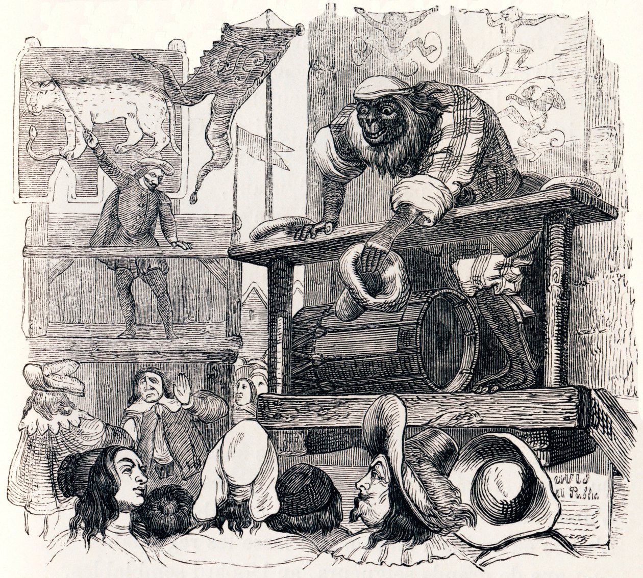 A majom és a leopárd (Le singe et le leopard) - La Fontaine meséi alkotó: Grandville