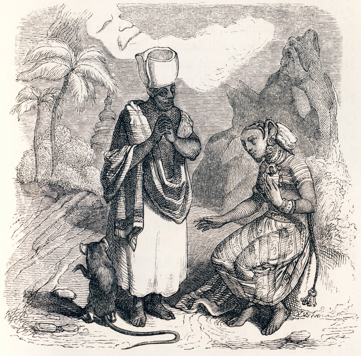 Az egér lánykává változik - La Fontaine meséi alkotó: Grandville