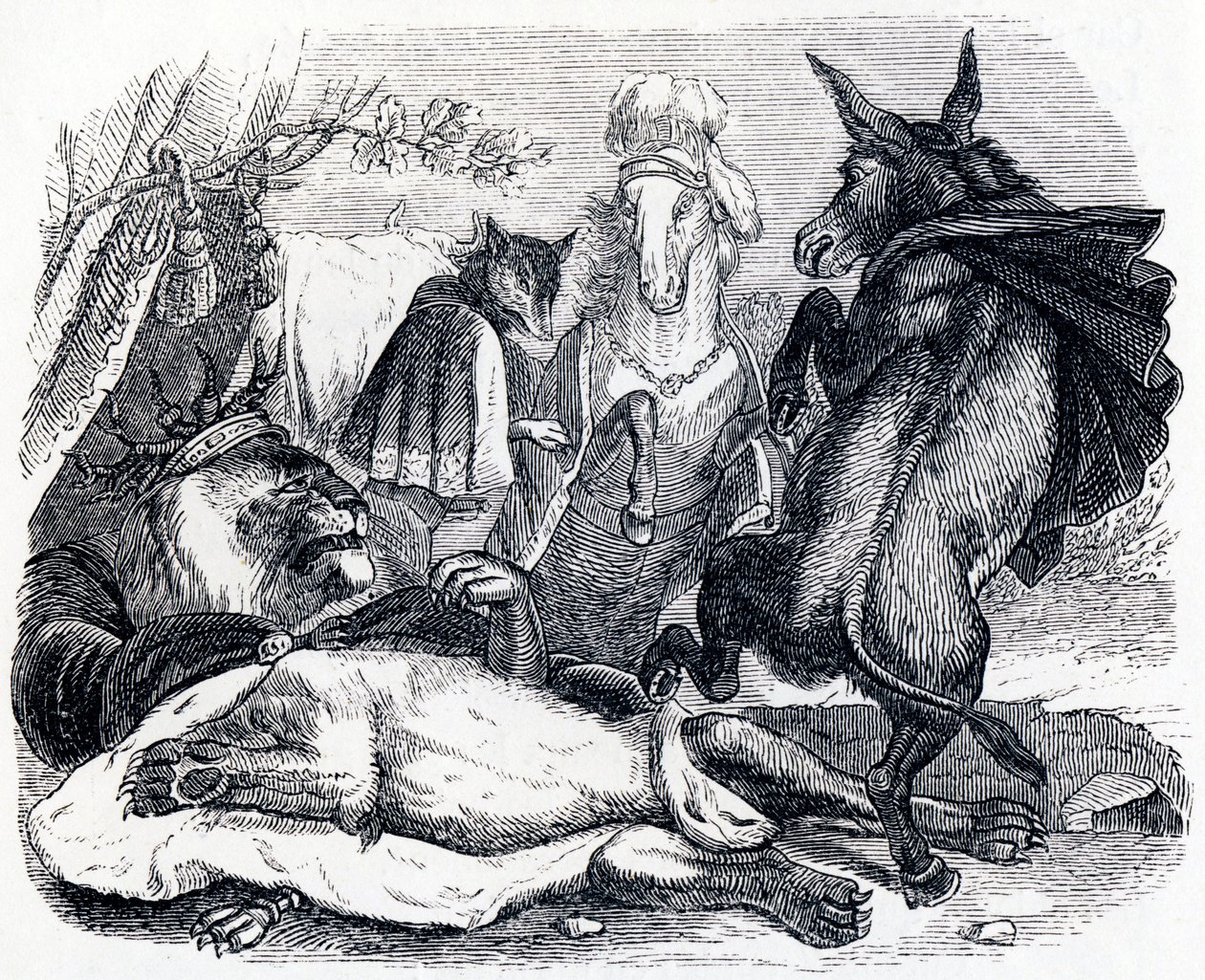 Az öreg oroszlán – La Fontaine meséi alkotó: Grandville