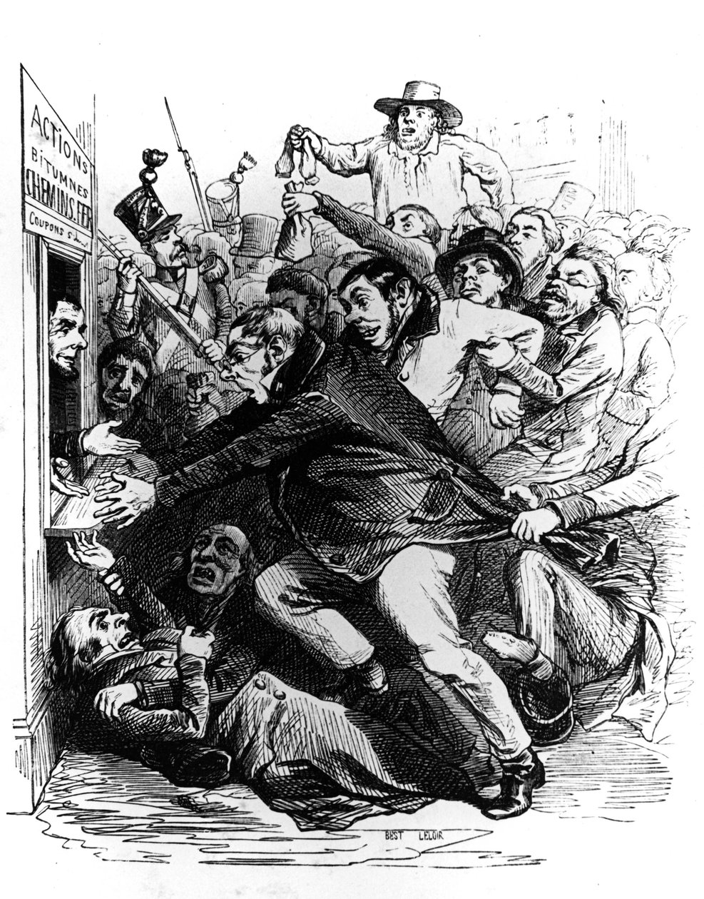 A részvényesek, metszet Jean Ignace Isidore, más néven JJ Grandville rajza után. alkotó: Grandville (1803 47)