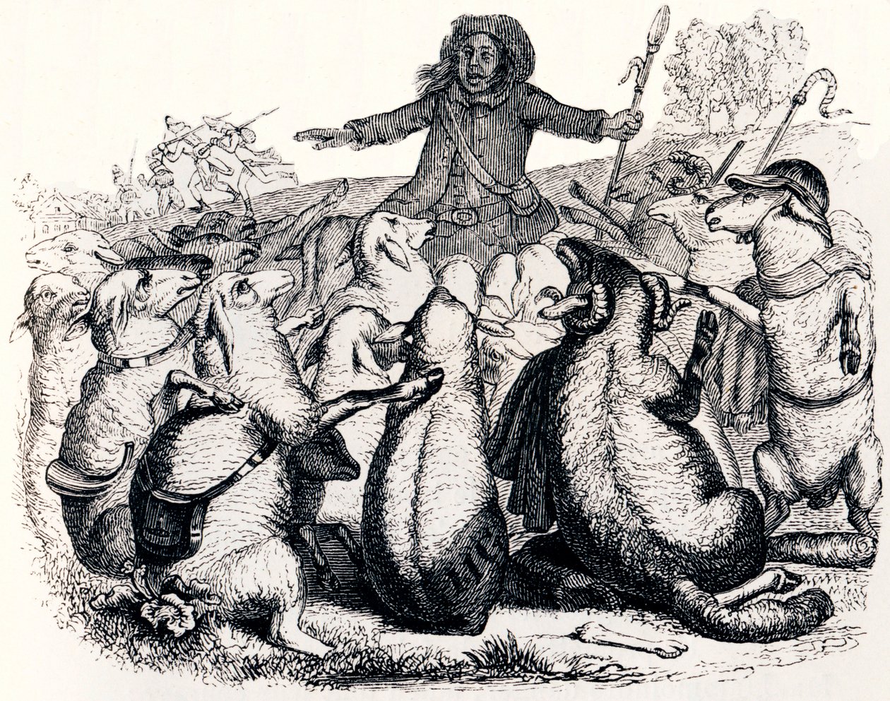 A pásztor és csordája – La Fontaine meséi alkotó: Grandville
