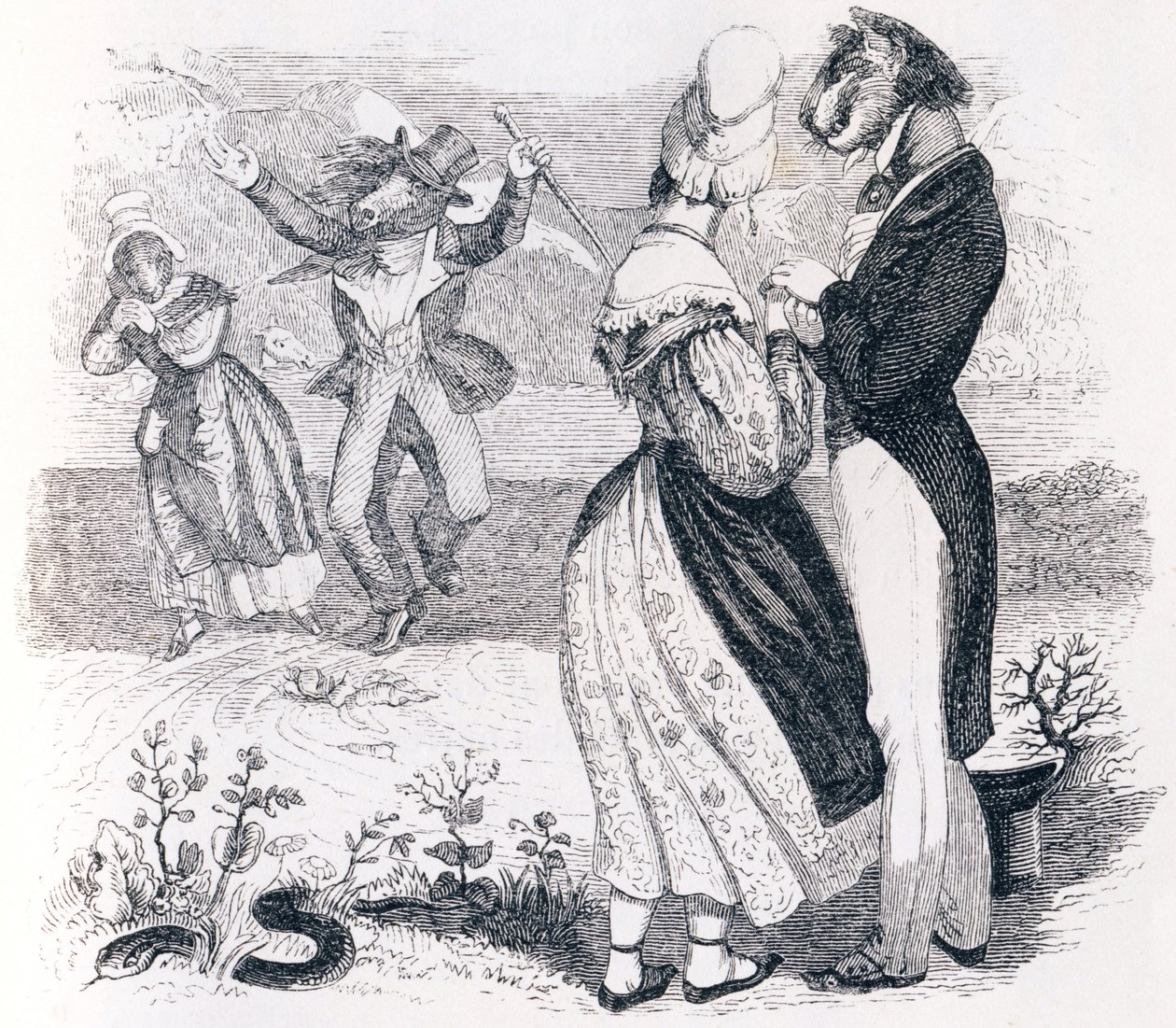 A patak és a folyó (Le torrent et la riviere) - La Fontaine meséi alkotó: Grandville