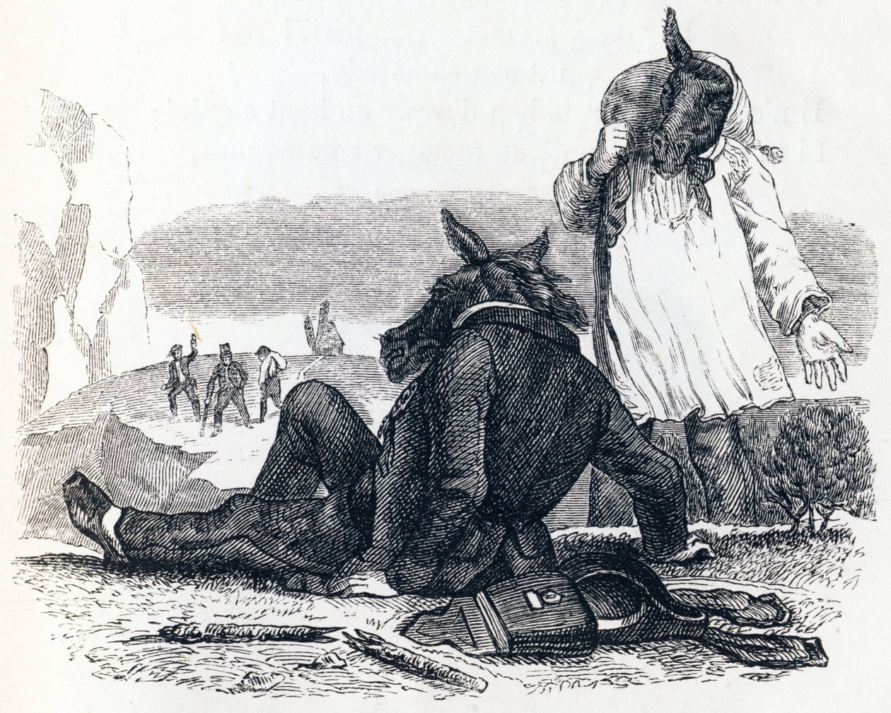 A két öszvér – La Fontaine meséi alkotó: Grandville
