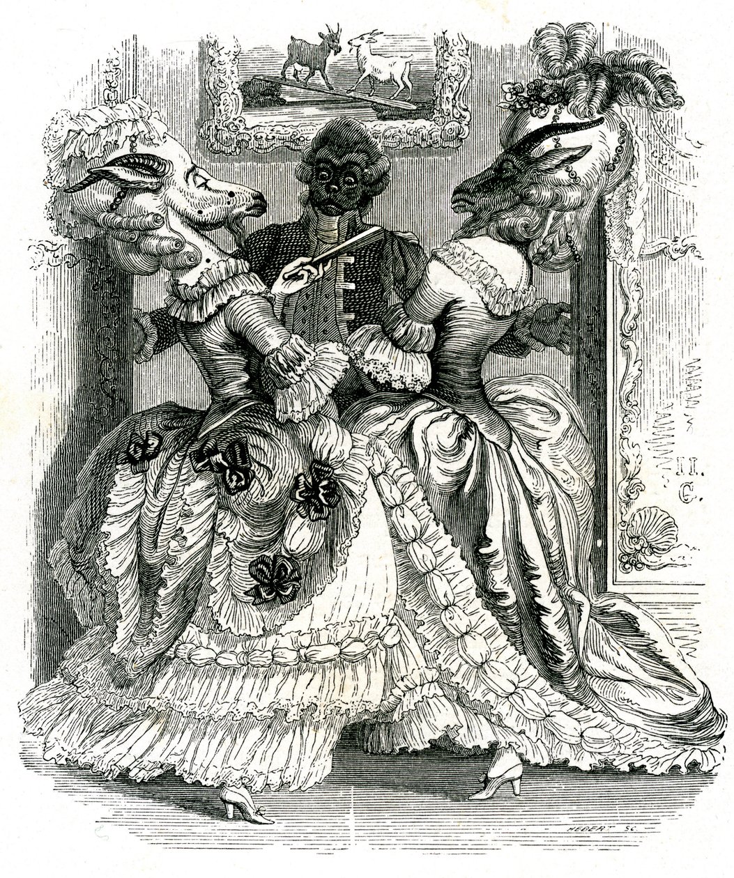 A két kecske: La Fontaine meséje alkotó: Grandville (1803 47)