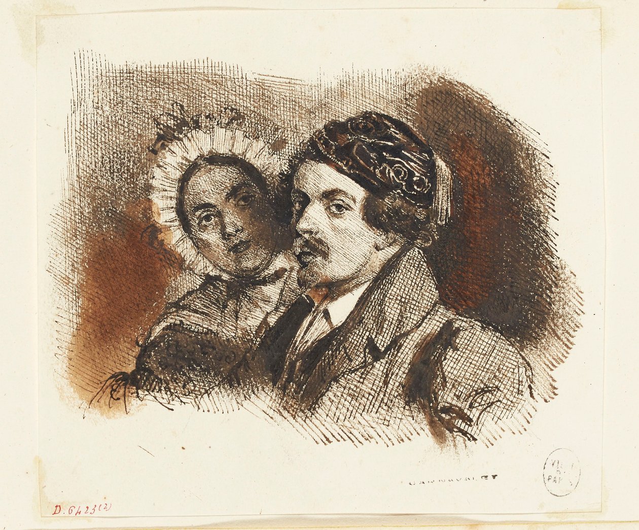 Grandville és Henriette kettős portréja alkotó: Grandville