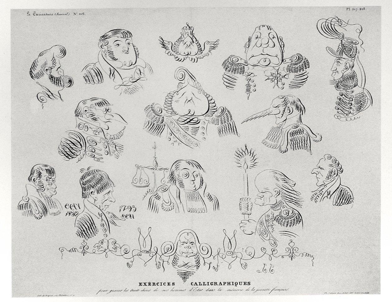 Kalligráfiai gyakorlatok, 1832 alkotó: Grandville