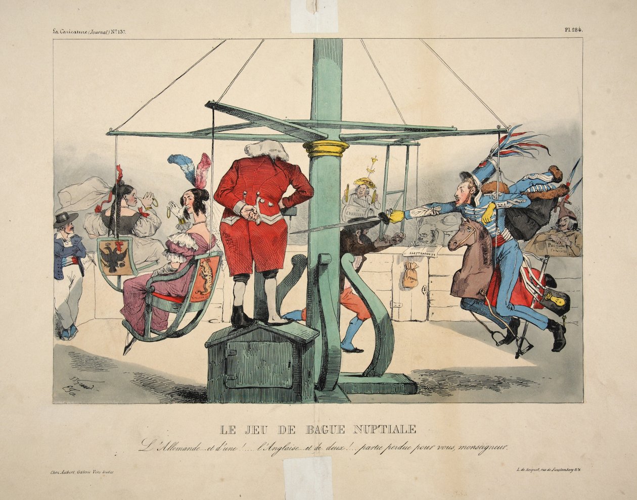 A menyasszonyi gyűrű játék. A német... és egy!... az angol... és kettő!... elveszett játék, monseigneur, kocsma. 1833 alkotó: Grandville