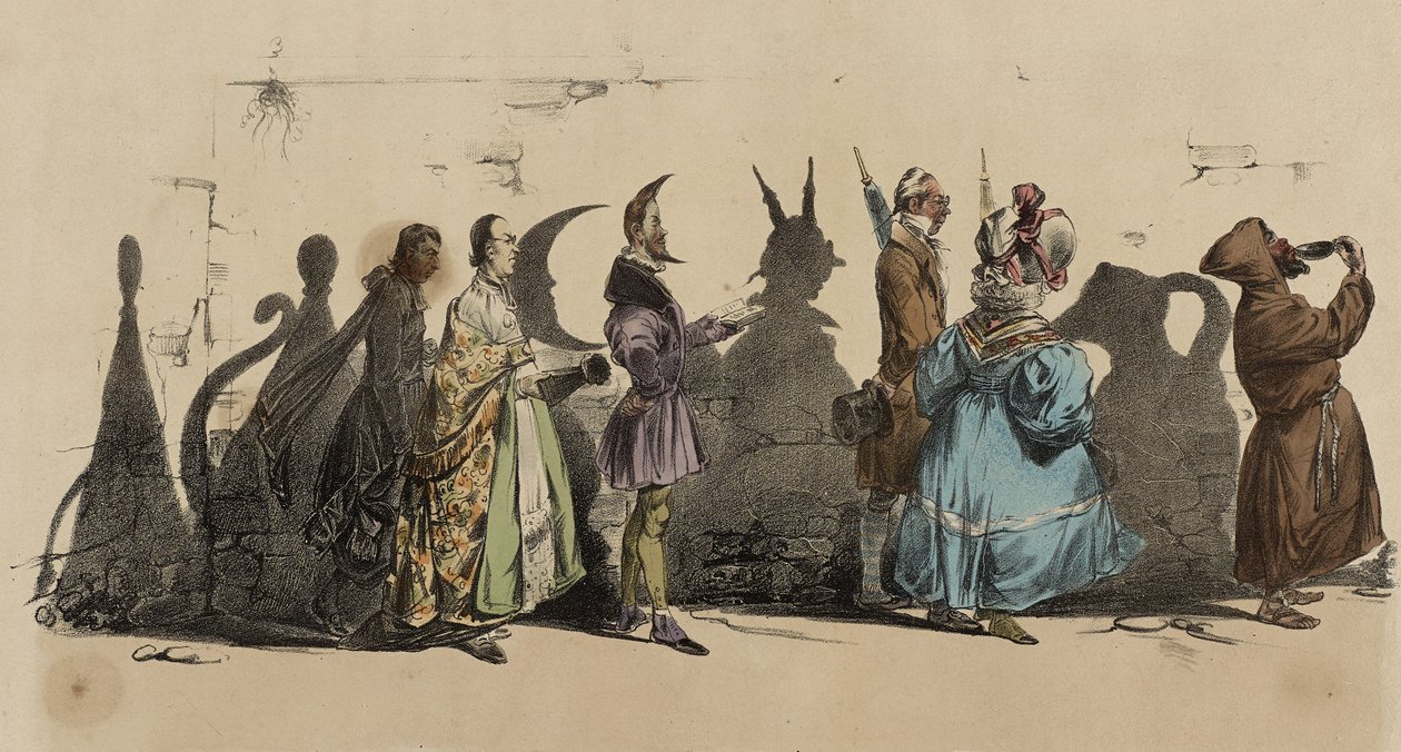 A karikatúra; Shadows, No. 5 (kézzel színezett litó) alkotó: Grandville 1803 47 Grandville 1803 47