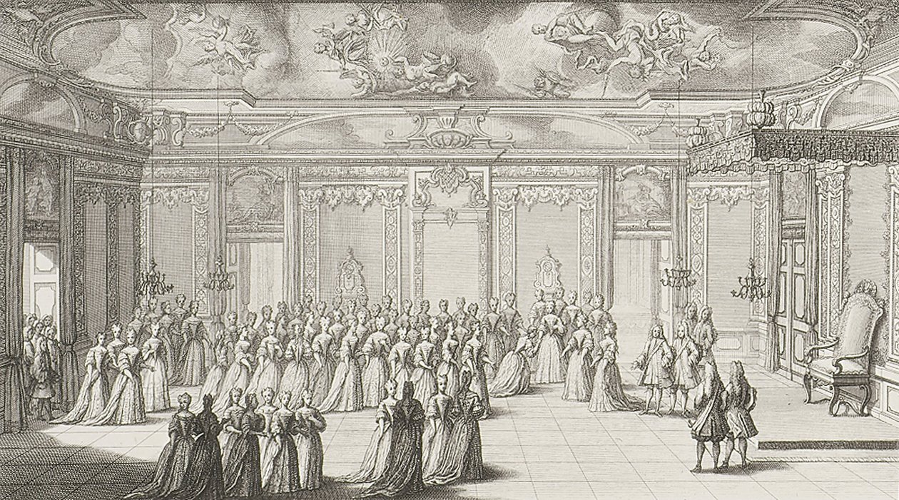 A közönségkamra a menyasszony fogadásakor a drezdai palotában 1719. szeptember 2 -án alkotó: Gérard II Scotin