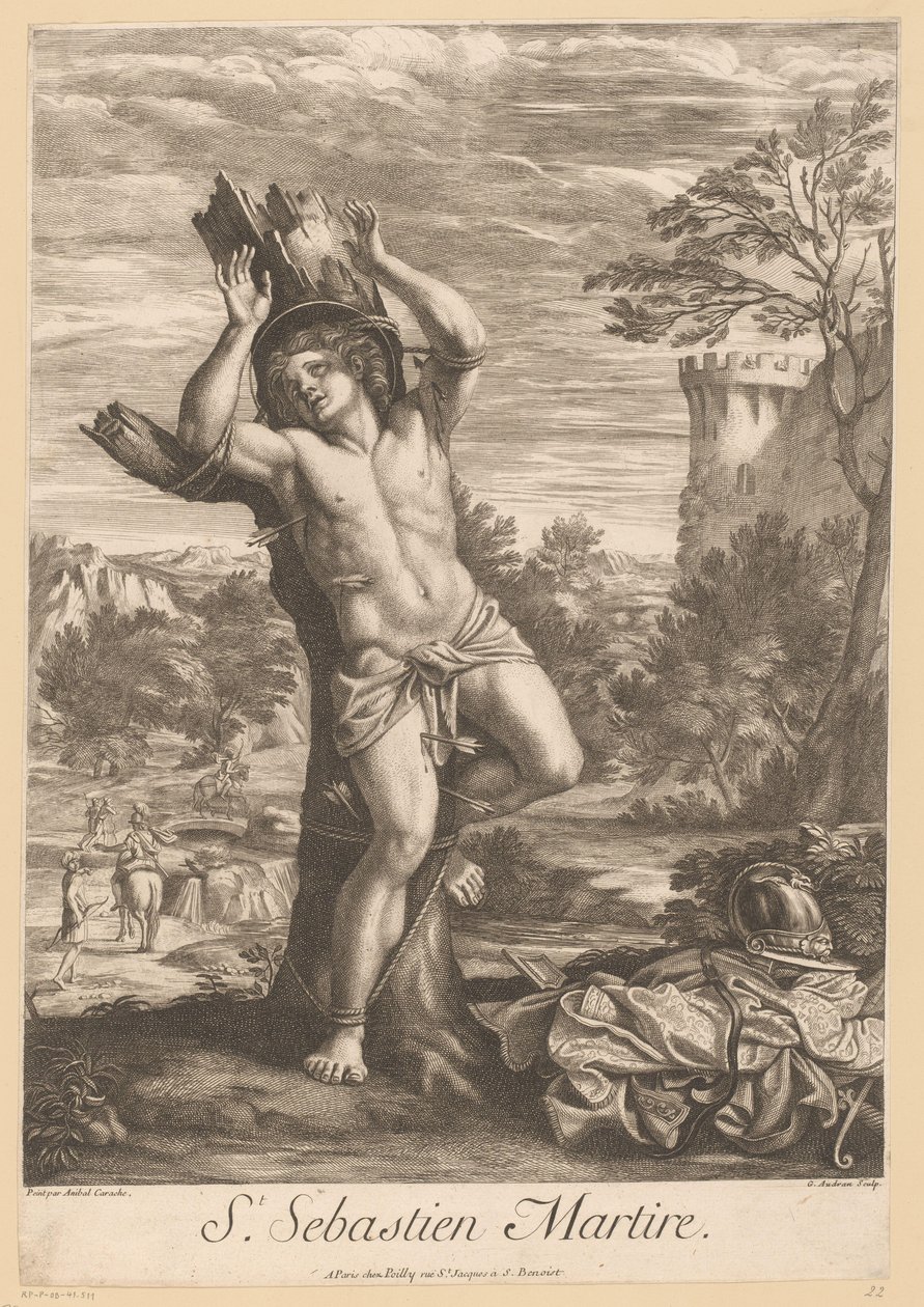 H. Sebastian St. Sebastien Martire (cím a tárgyon) alkotó: Gérard Audran