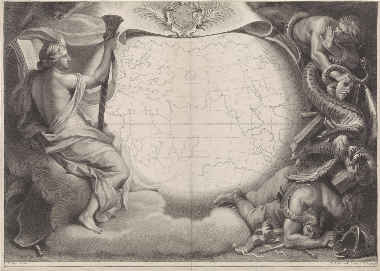 XIV. Lajos francia király allegorikus portréja alkotó: Gérard Edelinck