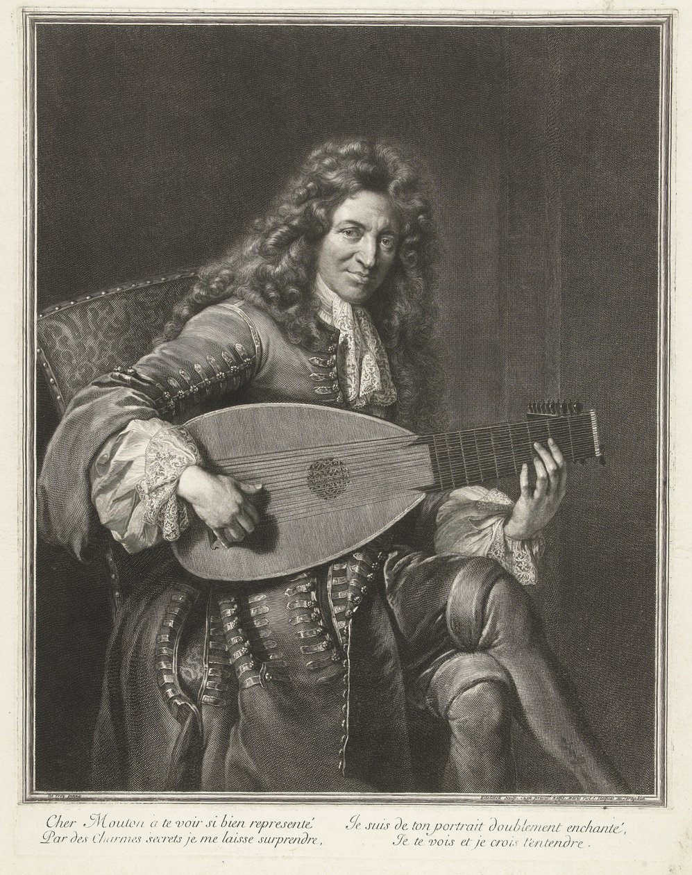 Charles Mouton (kb. 1626-1710) zeneszerző portréja alkotó: Gérard Edelinck