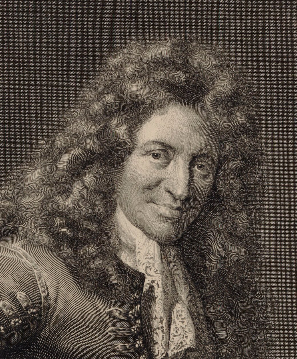 Charles Mouton lantművész és zeneszerző portréja c. 1626-1710, 1690-es évek. alkotó: Gérard Edelinck