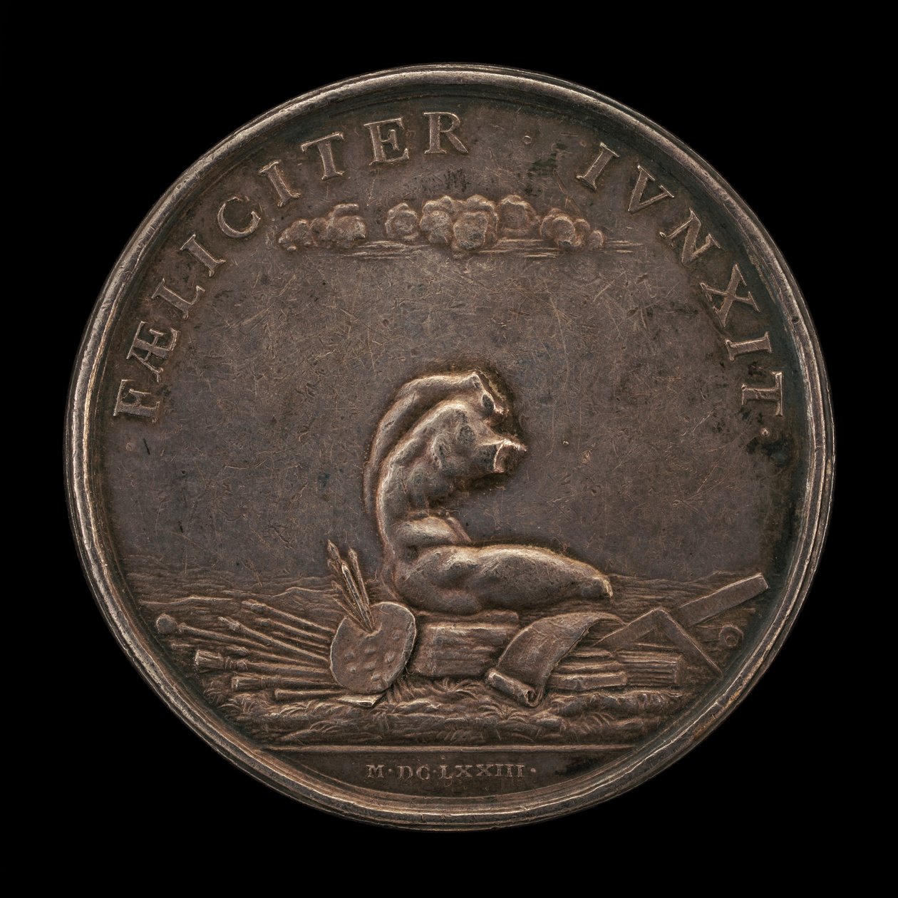 A művészetek emblémái a Belvedere torzó hátoldalával, 1673. alkotó: Gérard Léonard Hérard
