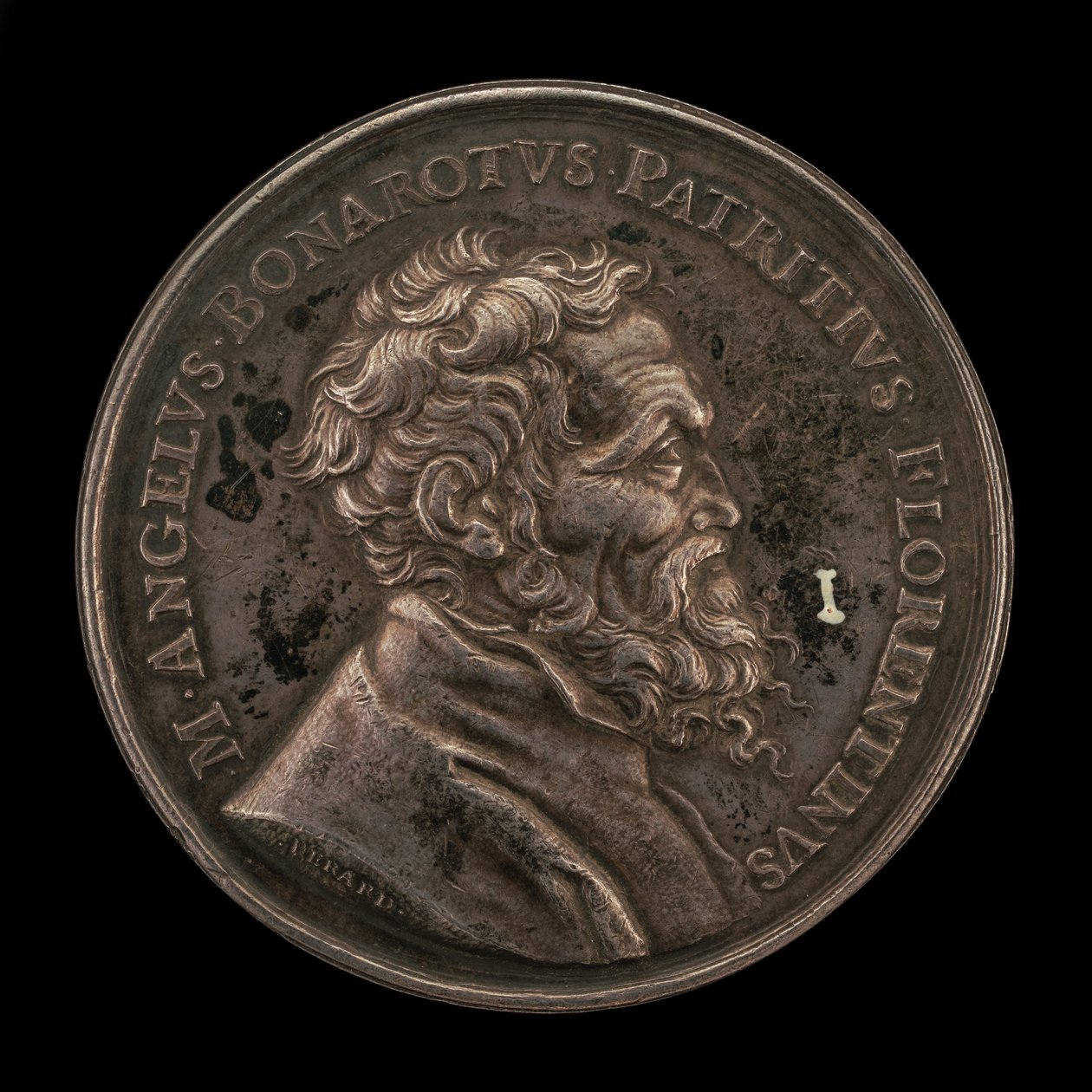 Michelangelo Buonarroti, 1475-1564, olasz művész előlapja, 1673. alkotó: Gérard Léonard Hérard