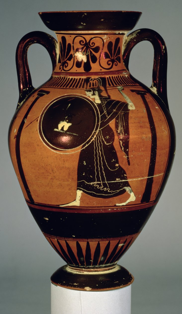 Attikai fekete alakos, Athénét ábrázoló amfora, Kr. e. 5. század (kerámia) alkotó: Greek