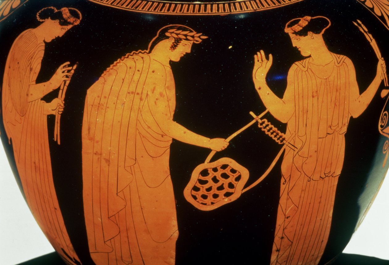 Attikai vörös figurás hidria, Thamyris, a trák bárd történetével díszítve, Kr.e. 440-420 körül (kerámia) alkotó: Greek