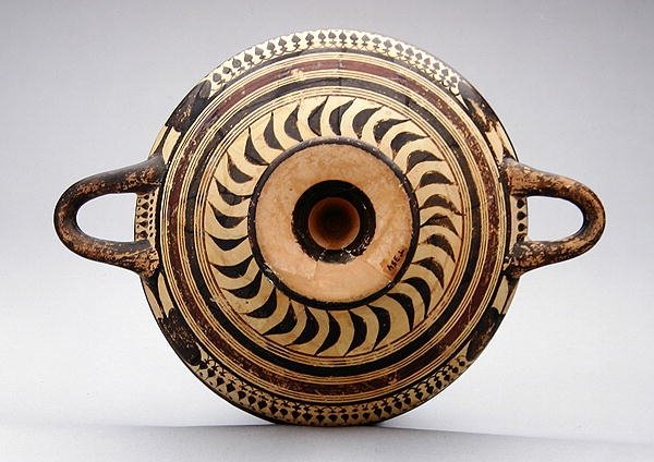 Lakóniai kylix csésze Zeuszt és Hermészt ábrázolva, ie 550-530 körül (agyag) alkotó: Greek
