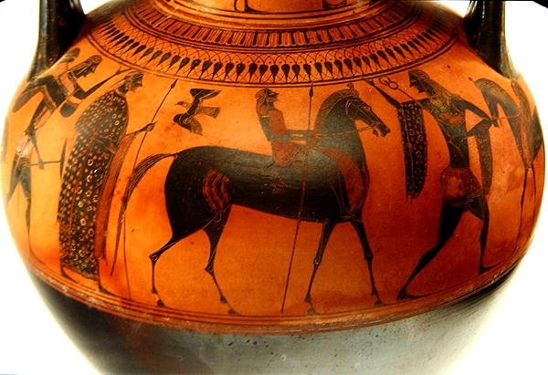 Thészeusz és a Minótaurosz történetét ábrázoló amfóra, Kr.e. 540 körül (agyag) (lásd még 288292 és 288294) alkotó: Greek