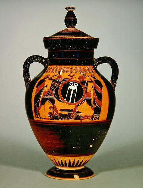 Belly Amphora, Priamosz és Akhilleusz, Kr.e. 550 körül (kerámia) (lásd még: 288279 és 293741-42) alkotó: Greek
