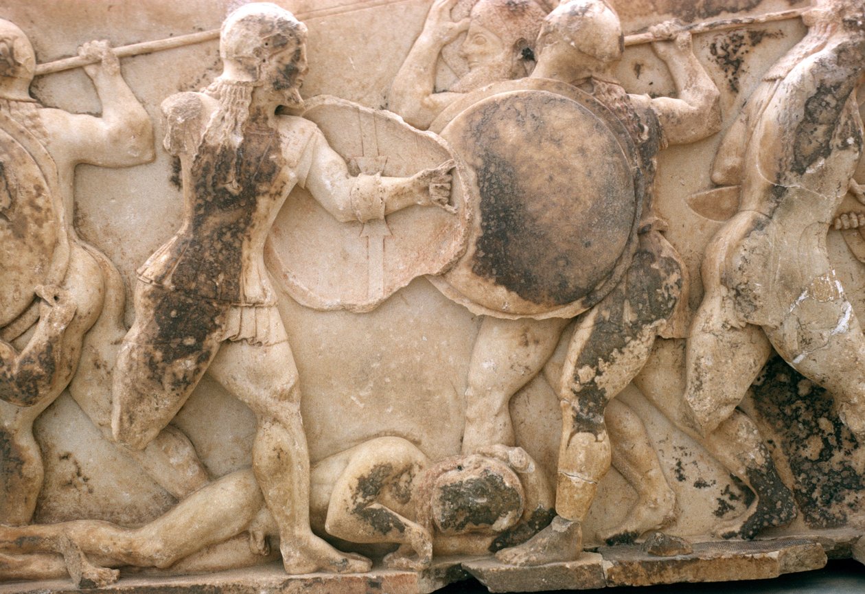 Harc Patroclus testéért, fríz a sziphniai kincstárból, Kr.e. 525 körül (márvány) alkotó: Greek
