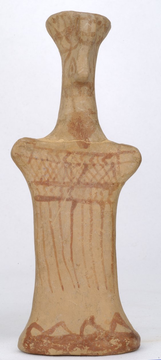 Álló női figura, boióta műhely, archaikus időszak (festett agyag) alkotó: Greek