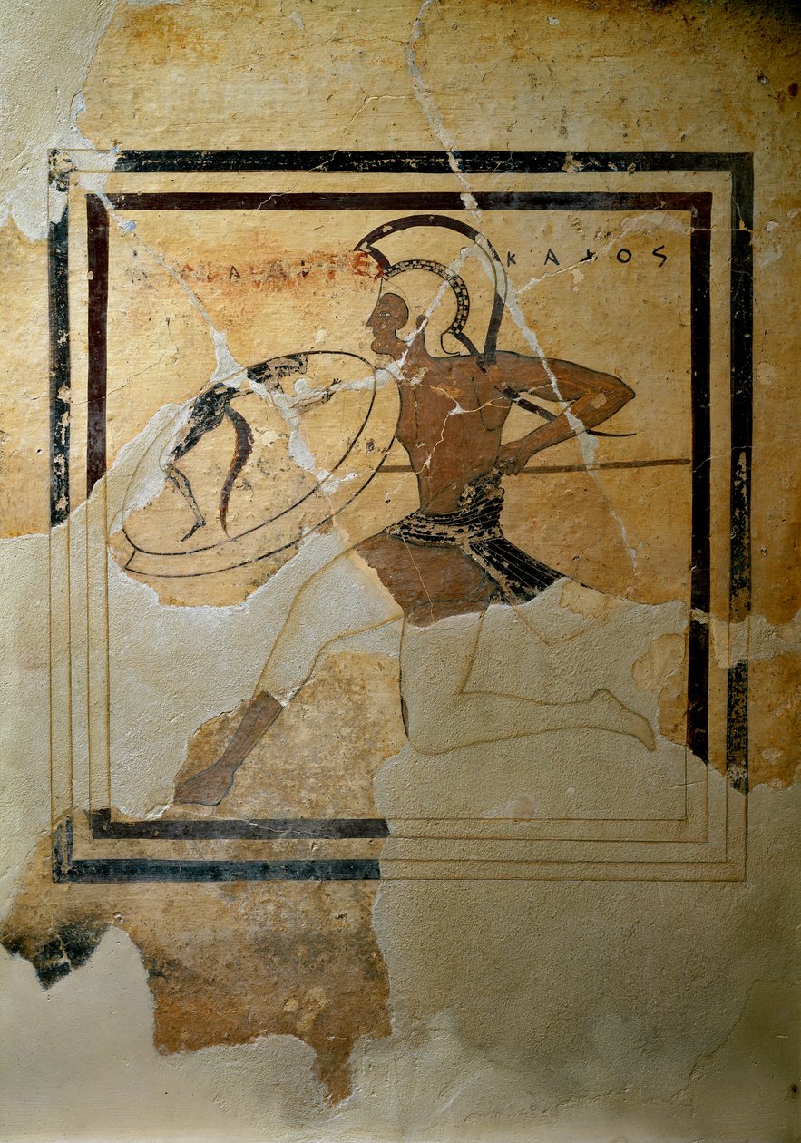 Görög művészet: terrakottából készült pynax (fogadalmi tábla), amely egy teljes fajban élő hoplitát ábrázol””” Kr.e. 520-510. Nap. h. 65,5 cm Athénész, Akropolisz Múzeum (67. sz.) alkotó: Greek