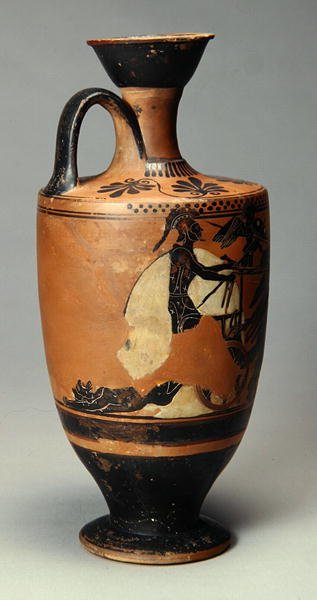 Lekythos Akhilleusszal és Hektor testével, Athénból, ie 510-500 (kerámia) alkotó: Greek