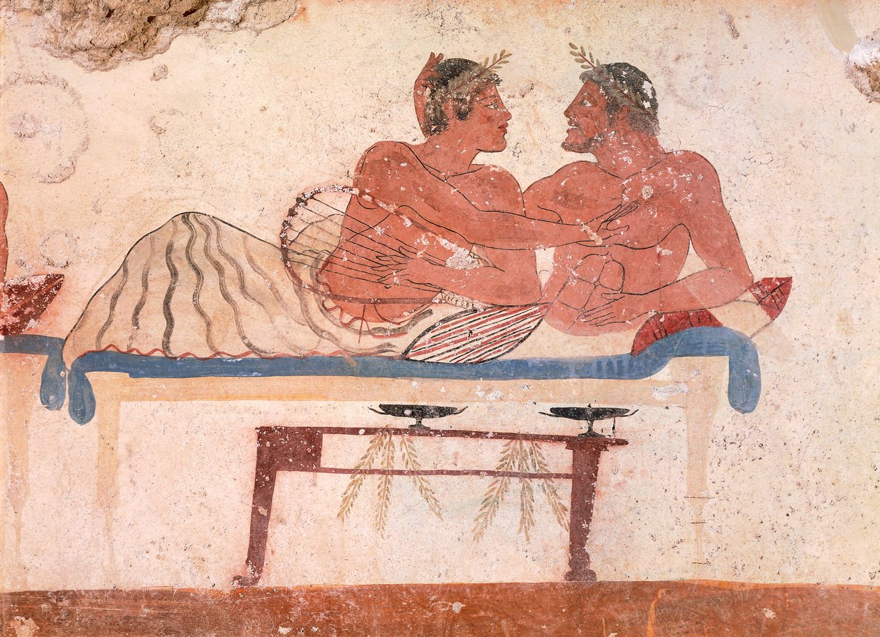 Szimpózium jelenete (részlet), ie 480-490 körül (freskó) alkotó: Greek