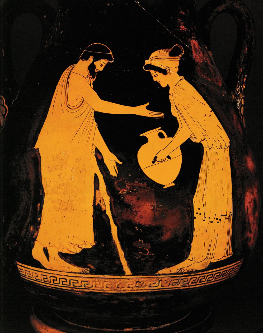 Sétapálcás férfi és hidriás nő ... alkotó: Greek Greek