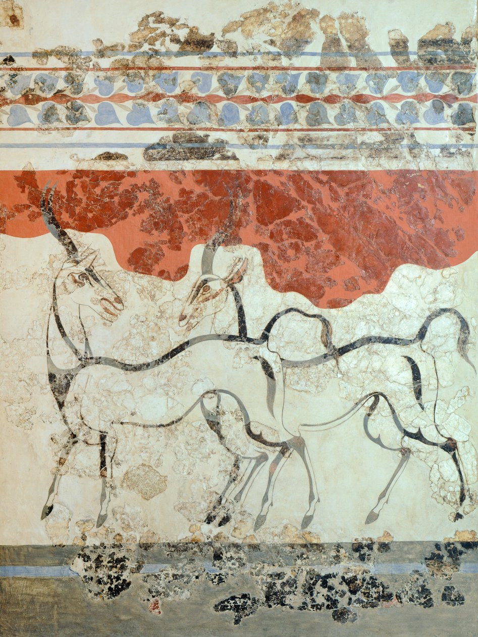 Antilopok, Akrotiri freskó, Thera (ma Santorini), Görögország, Minószi civilizáció alkotó: Greek School