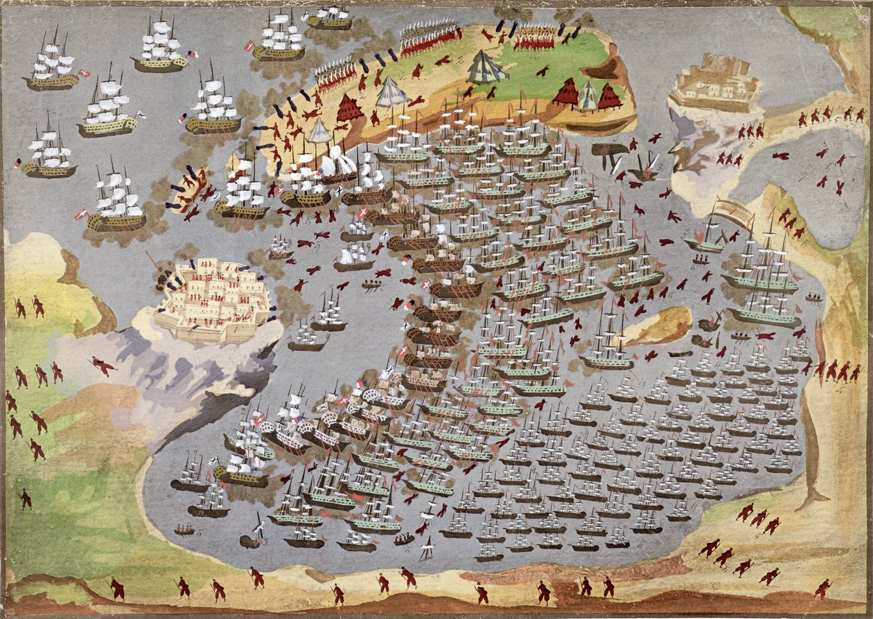 Navarinói csata 1827. október 20-án, a görög függetlenségi háború képes történetéből alkotó: Greek School
