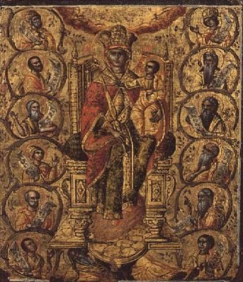Krisztus a szőlőben, egy diptichon része a Jón-szigetekről (olaj a táblán) (lásd még: 49491) alkotó: Greek School