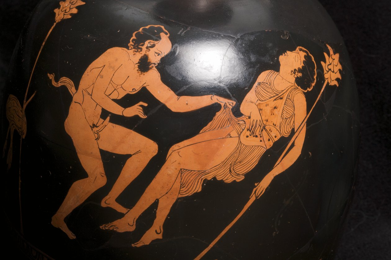 Egy vörös figurás guggoló lekythos részlete (terrakotta) (lásd még 325673) alkotó: Greek School