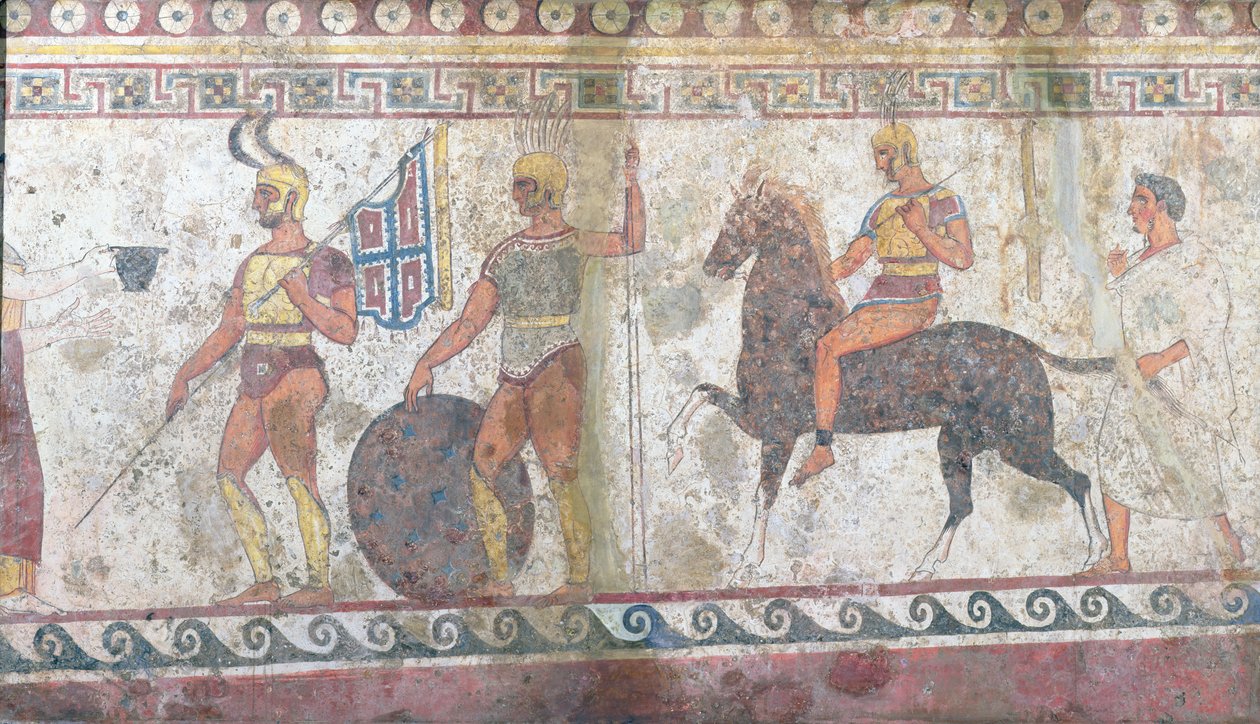Gyalogos katonák és lovasság, paestumi sírfestmény (lásd még: 186246) alkotó: Greek School