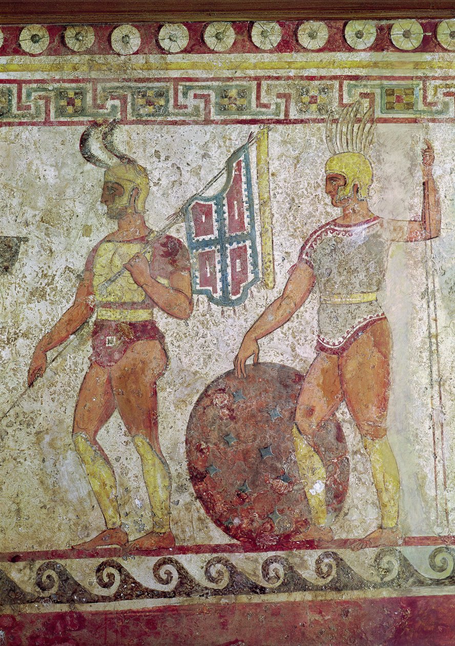 Gyalogos katonák, sírfestmény Paestumból (lásd még: 119488) alkotó: Greek School