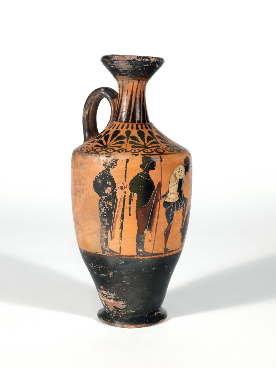 Lekythos, harcra felfegyverzett harcosok, ie 510-500 alkotó: Greek School